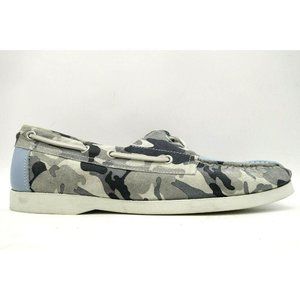 The Generic Man Blue Camouflage Print Leather Deck Loafers Shoes Men's 44 / 11